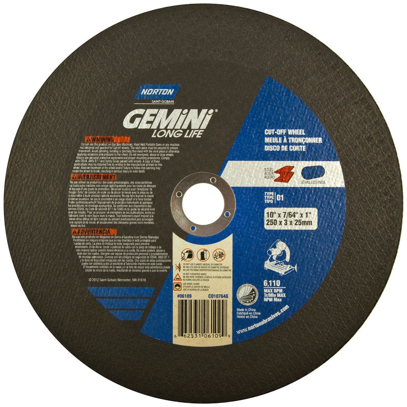 14 x 3/32 x 1 In. Gemini Long Life Chop Saw Cut-Off Wheel A 36 P T01/41