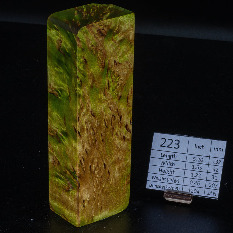 LIGHTER GREEN KARELIAN BIRCH by Oleg (Knife-Wood)