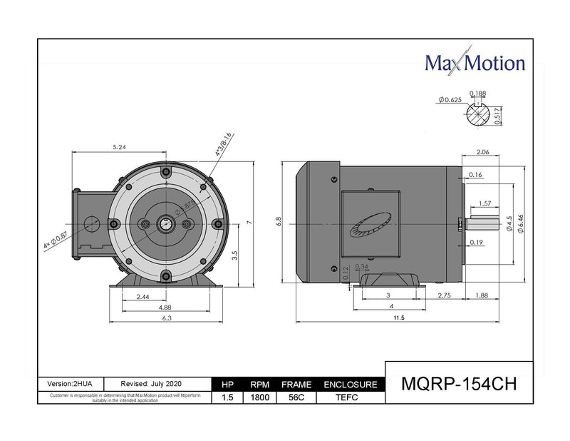 MAXMOTION 1.5HP 3 Phase Motor