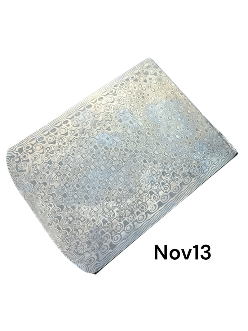 Damasteel® DS93X™ Martensitic Damascus Patterned Steel (Cut Offs) Rose™ 5.0" x 4.0" x .152"