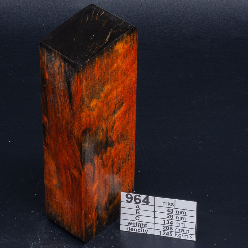 ORANGE KARELIAN BIRCH by Oleg (Knife-Wood) ORANGE-BLACK KARELIAN BIRCH 964