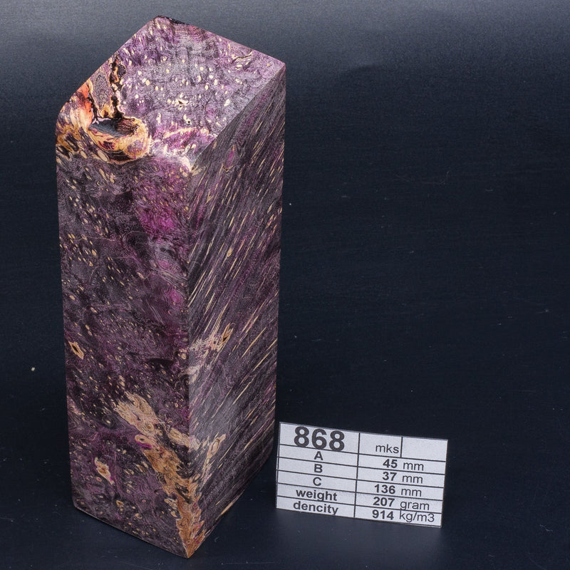 BLACK Maple Burl by Oleg (Knife-Wood) Black & Violet Maple Burl 868