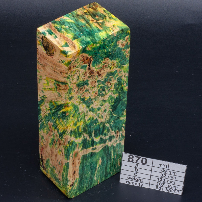 Albino Maple Burl, Birch and more by Oleg (Knife-Wood) Maple Burl - Salad Green Albino 870