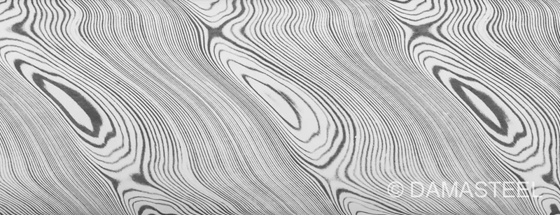 Damasteel® DS93X™ Martensitic Damascus Patterned Steel (Sold by the Inch)
