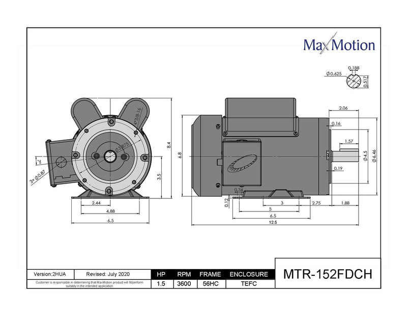 MAXMOTION 1.5HP Single Phase Motor