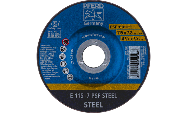 4-1/2" x 1/4 Grinding Wheel, 7/8" A.H. - PSF STEEL - Type 27